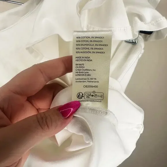 NWT Anthropologie Maeve One Shoulder Ruffled White Asymmetrical Top Blouse XL - Picture 9 of 11